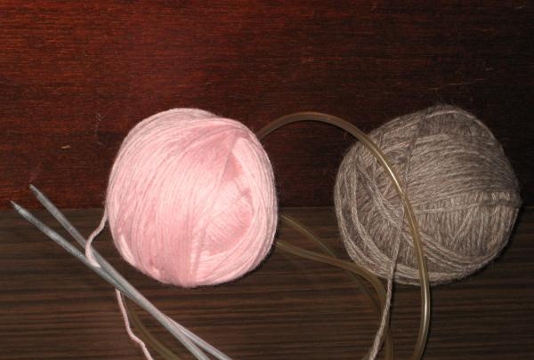 knitting needles and threads