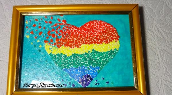 Mosaic painting made from eggshells