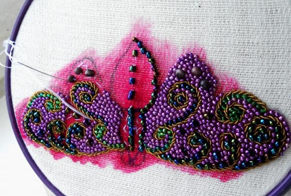 beaded moth brooch