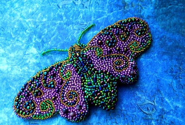 beaded moth brooch