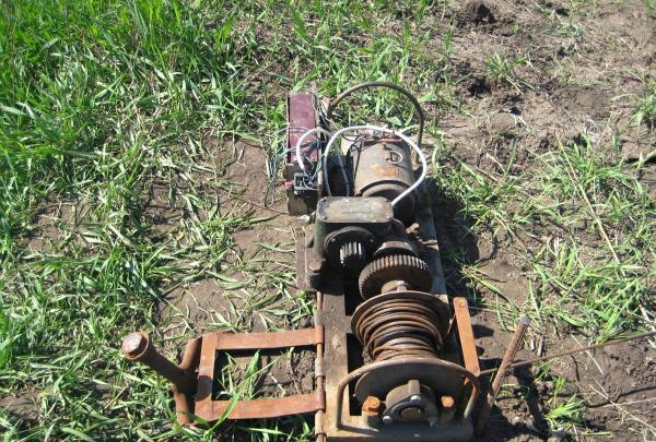 Homemade plow for plowing the land