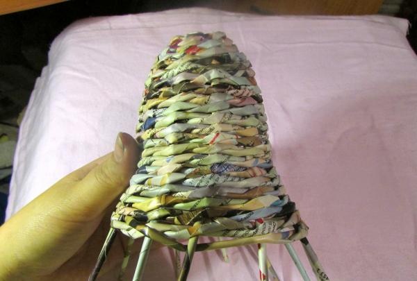 bell made from newspaper tubes