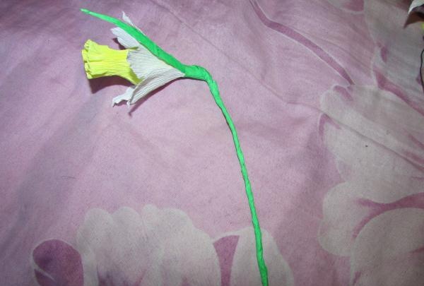 bouquet of daffodils made of corrugated paper