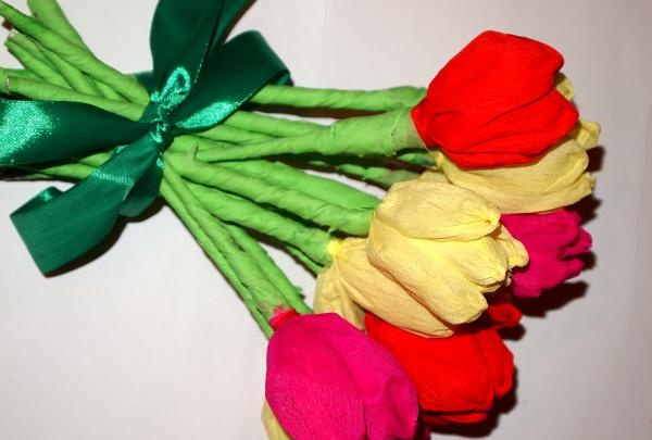 bouquet of tulips made of corrugated paper