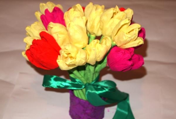 bouquet of tulips made of corrugated paper