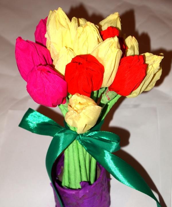 bouquet of tulips made of corrugated paper