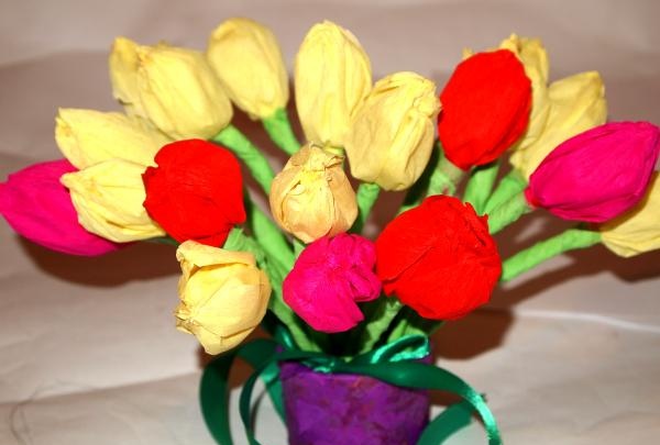 bouquet of tulips made of corrugated paper