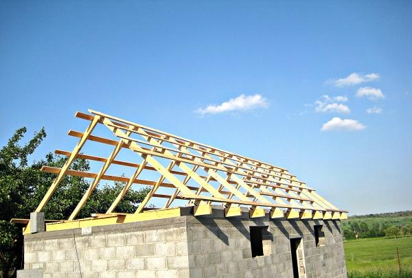 Stages of building a barn