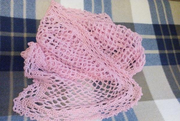 Light pink crochet stole