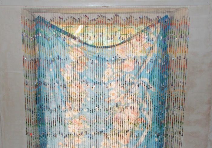 Curtain and lampshade made of beads