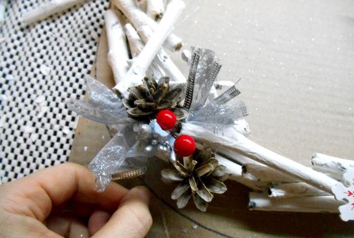 Christmas wreath made of branches and sticks