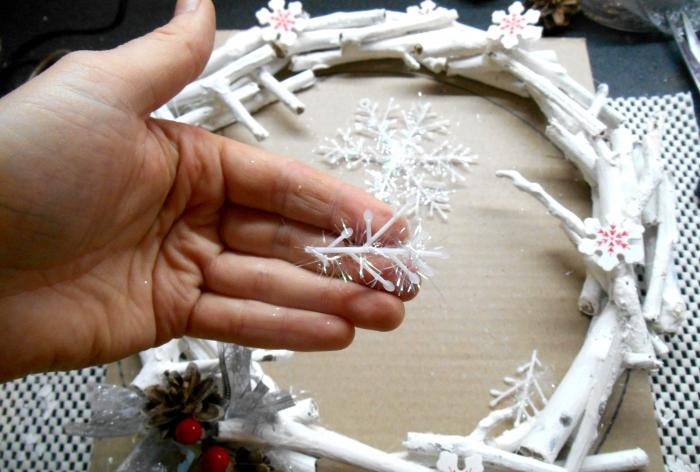 Christmas wreath made of branches and sticks