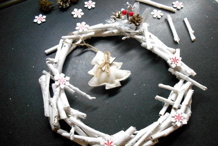 Christmas wreath made of branches and sticks