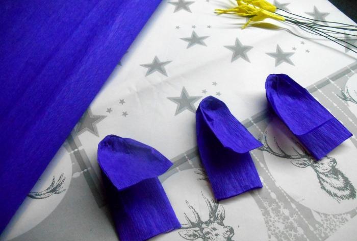 Bouquet of crocuses made of corrugated paper