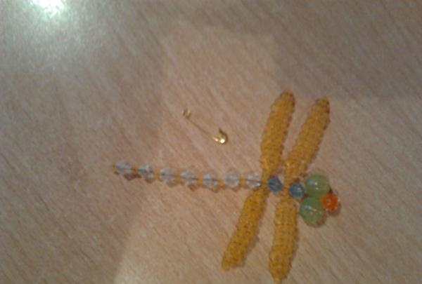 Dragonfly bead brooch