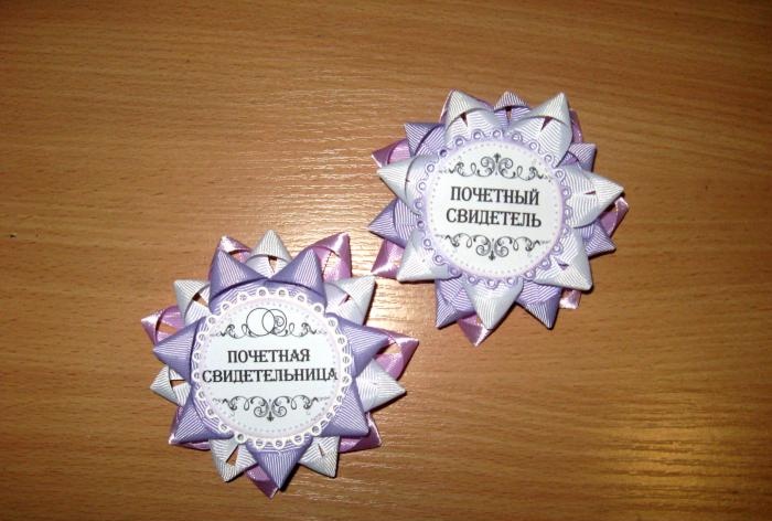 Medal badges for wedding witnesses