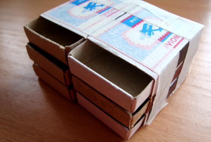 Chest of drawers made of matchboxes