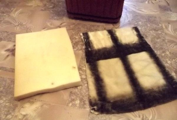 rectangle made from a piece of foam rubber