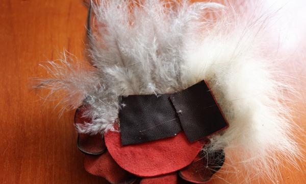 flower made of leather and fur