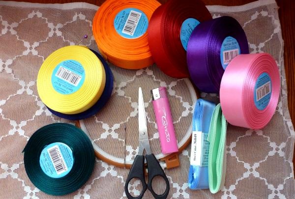 satin ribbons of various sizes