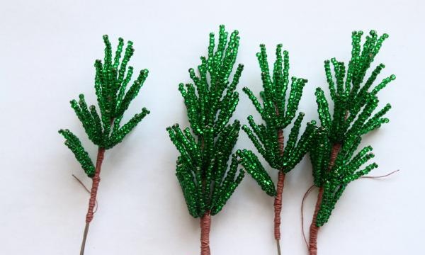 Beaded spruce branch