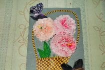 Basket using 3D applique technique