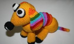 Educational knitted dog