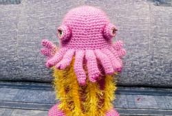 Knitted monster Krang from the cartoon "Teenage Mutant Ninja Turtles"