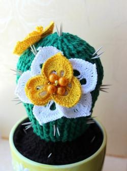 Crochet flowering cacti