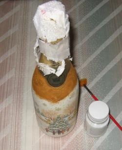 Decoupage champagne bottle