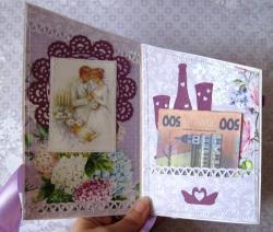 Folding purple card "Happy Wedding Day"