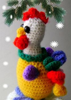 Knitting a merry New Year's cockerel