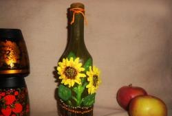 Bottle decor “Golden sunflowers”