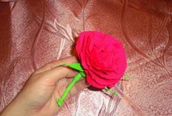 Lush rose made of corrugated paper