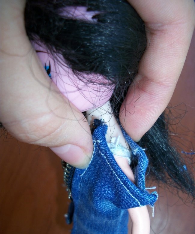 Clothes for a doll made from old jeans