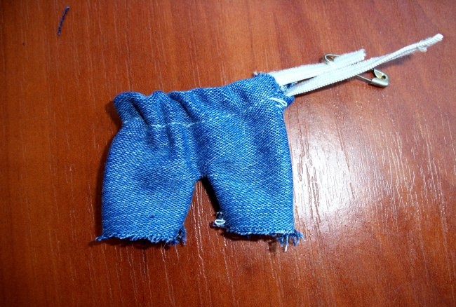 Clothes for a doll made from old jeans