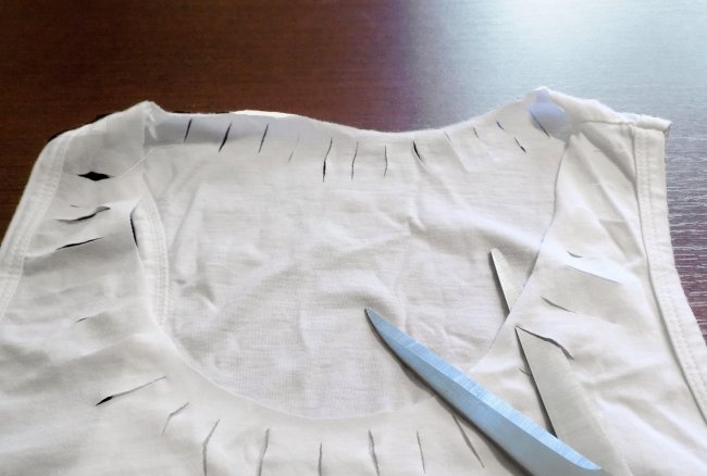 Decorating a white T-shirt with your own hands