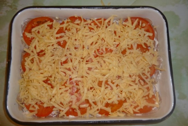 Chicken fillet with tomatoes and cheese