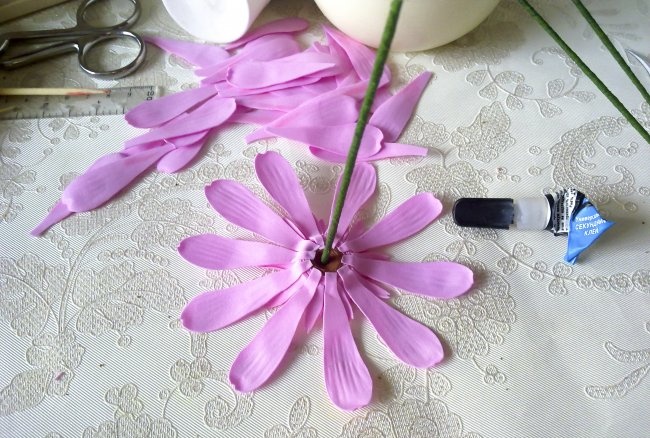 Pink gerbera from foamiran