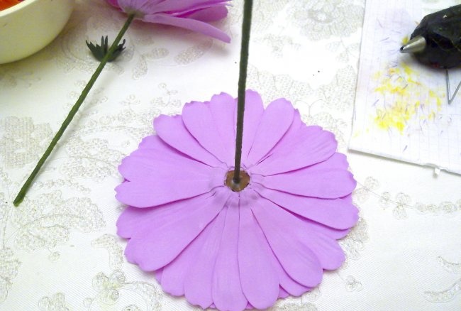 Pink gerbera from foamiran