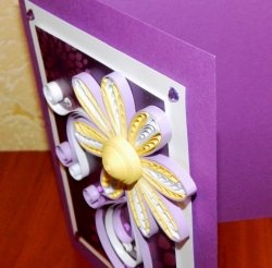 Postcard using quilling technique “Volume Flower”