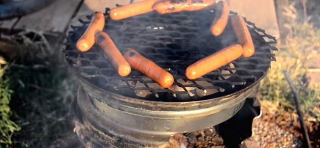 BBQ grill made from car rims