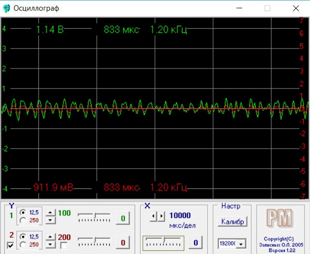 The simplest oscilloscope from a computer