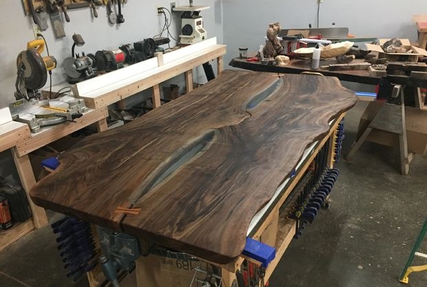 Solid board table and bench