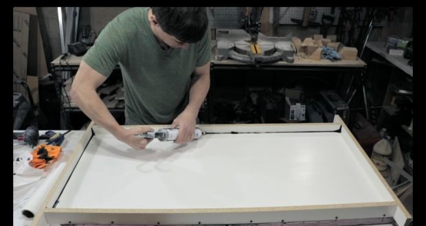 Making a marble table from concrete with a burnt wood base