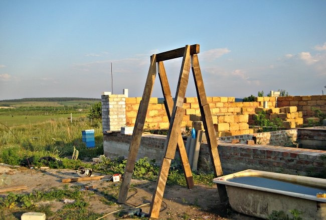 Wooden scaffolding