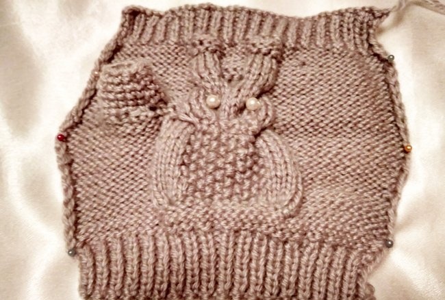 How to knit mitts with an owl pattern