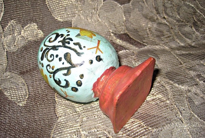 Easter souvenir made of plaster Egg on a stand