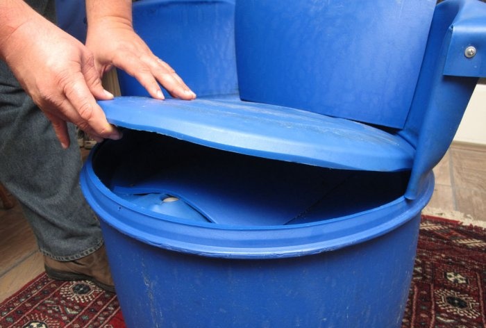 Garden chair made of plastic barrel