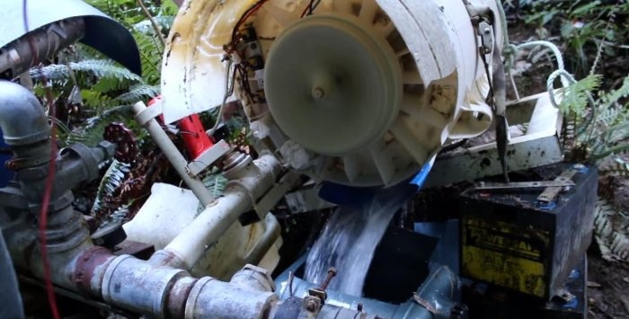 Hydro turbine electric generator from an old washing machine